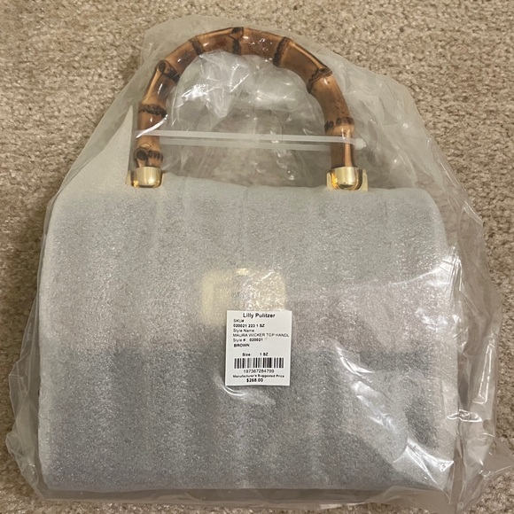 NWT Lilly Pulitzer Maura Wicker Top Handle Bag - Brown - Picture 6 of 11